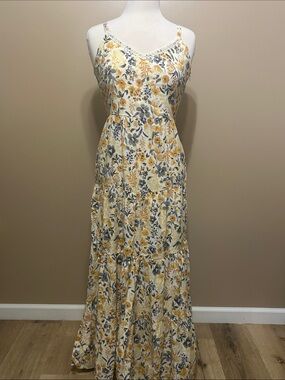 Joie Maxi Dress with Yellow & Blue Floral Print